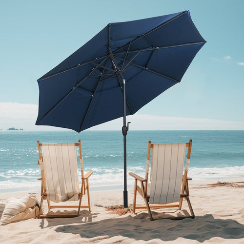 10 ft 3-tier Vented Patio Umbrella with Push Button Tilt, Navy