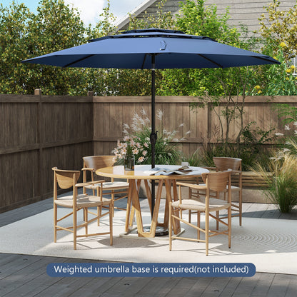 10 ft 3-tier Vented Patio Umbrella with Push Button Tilt, Navy Outdoor Umbrellas at Gallery Canada