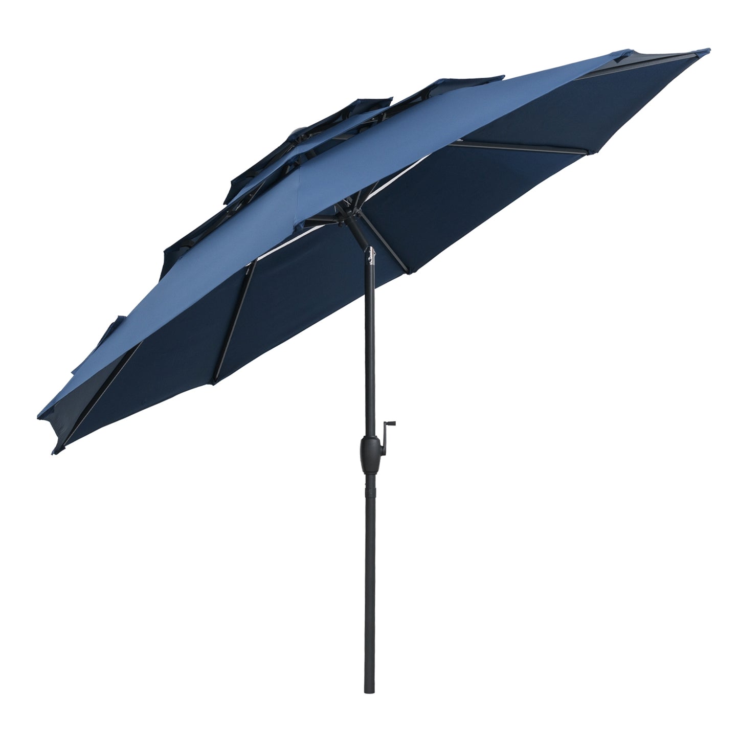 10 ft 3-tier Vented Patio Umbrella with Push Button Tilt, Navy Outdoor Umbrellas at Gallery Canada