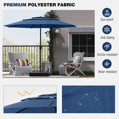 10 ft 3-tier Vented Patio Umbrella with Push Button Tilt, Navy Outdoor Umbrellas at Gallery Canada