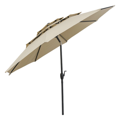 10 ft 3-tier Vented Patio Umbrella with Push Button Tilt, Beige Outdoor Umbrellas at Gallery Canada