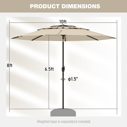 10 ft 3-tier Vented Patio Umbrella with Push Button Tilt, Beige Outdoor Umbrellas at Gallery Canada