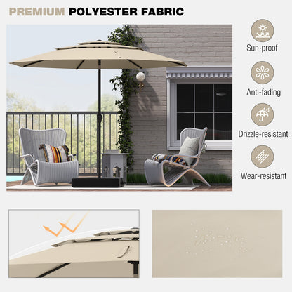 10 ft 3-tier Vented Patio Umbrella with Push Button Tilt, Beige Outdoor Umbrellas at Gallery Canada