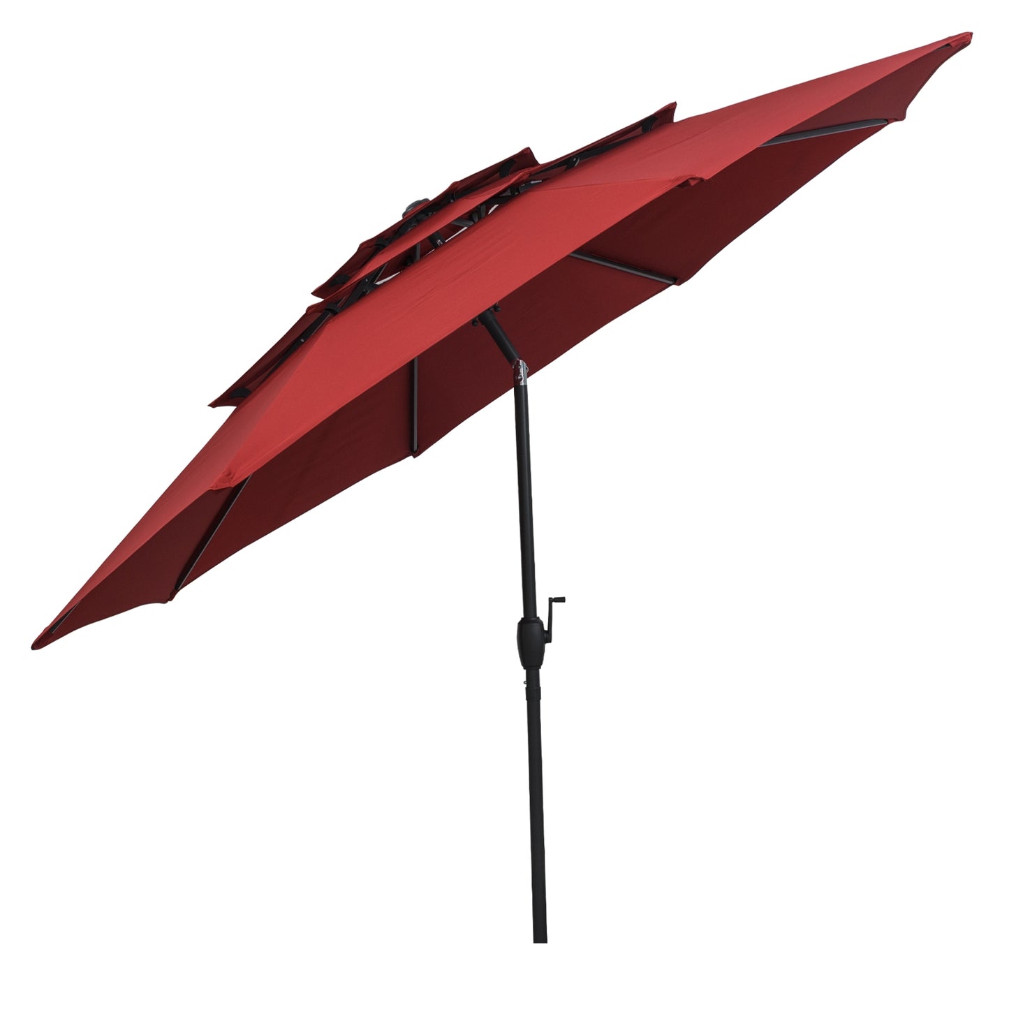 10 ft 3-tier Vented Patio Umbrella with Push Button Tilt, Red Outdoor Umbrellas at Gallery Canada