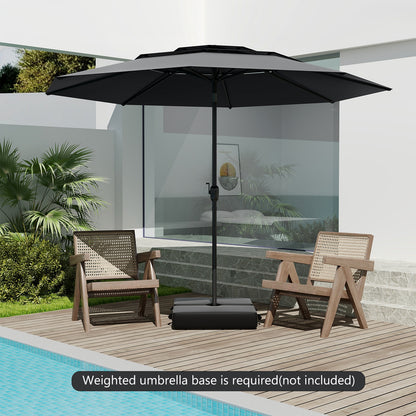 10 ft 3-tier Vented Patio Umbrella with Push Button Tilt, Black Outdoor Umbrellas at Gallery Canada