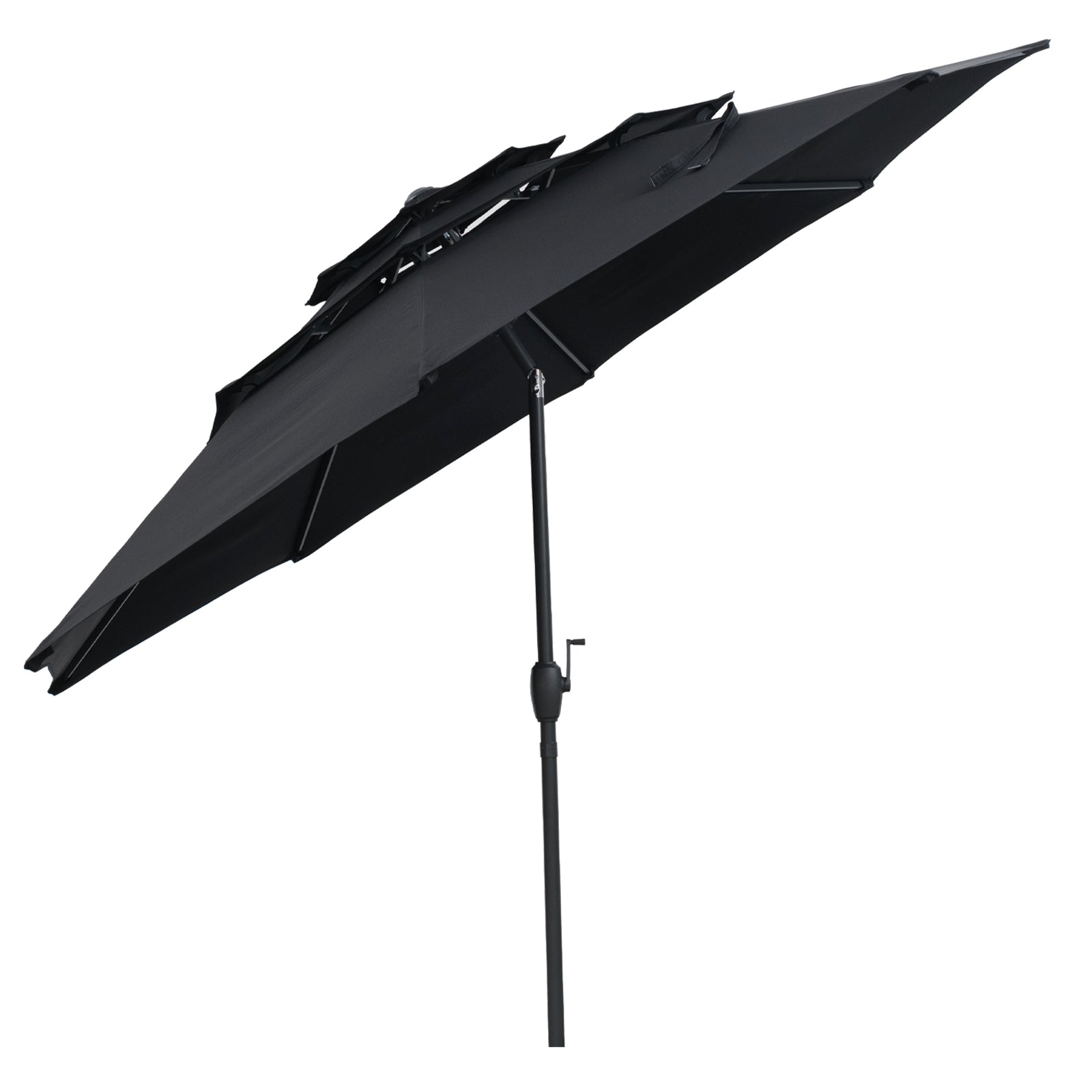 10 ft 3-tier Vented Patio Umbrella with Push Button Tilt, Black Outdoor Umbrellas at Gallery Canada