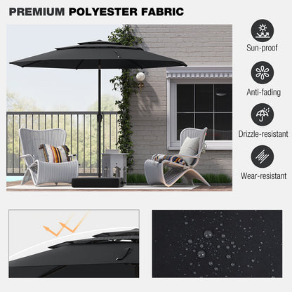 10 ft 3-tier Vented Patio Umbrella with Push Button Tilt, Black Outdoor Umbrellas at Gallery Canada