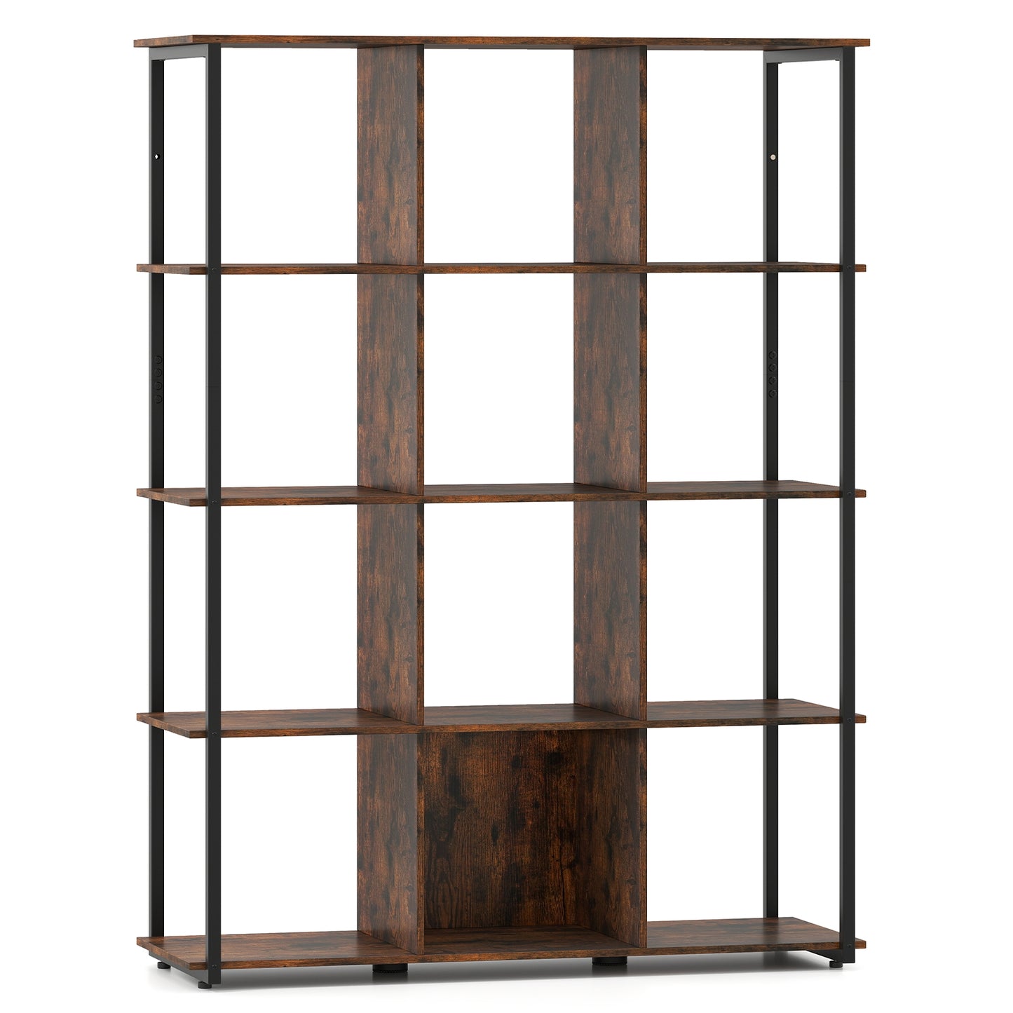 12-Cube Bookcase with 2 Anti-tipping Kits for Living Room, Rustic Brown Bookcases at Gallery Canada
