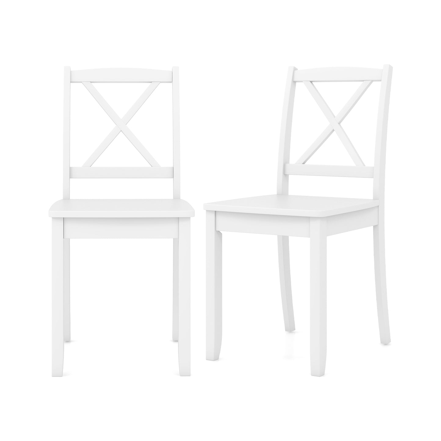 Wood Dining Chair Set of 2 with Rubber Wood Legs and Curved Backrest, White Dining Chairs at Gallery Canada