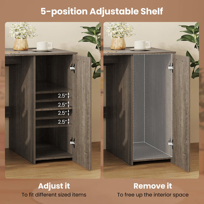 53 Inches Computer Desk with Power Outlets and 4 Storage Drawers, Gray Computer Desks at Gallery Canada