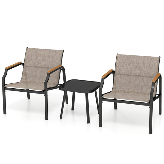 3 Piece Outdoor Chair Set, Brown Patio Conversation Sets Brown at Gallery Canada