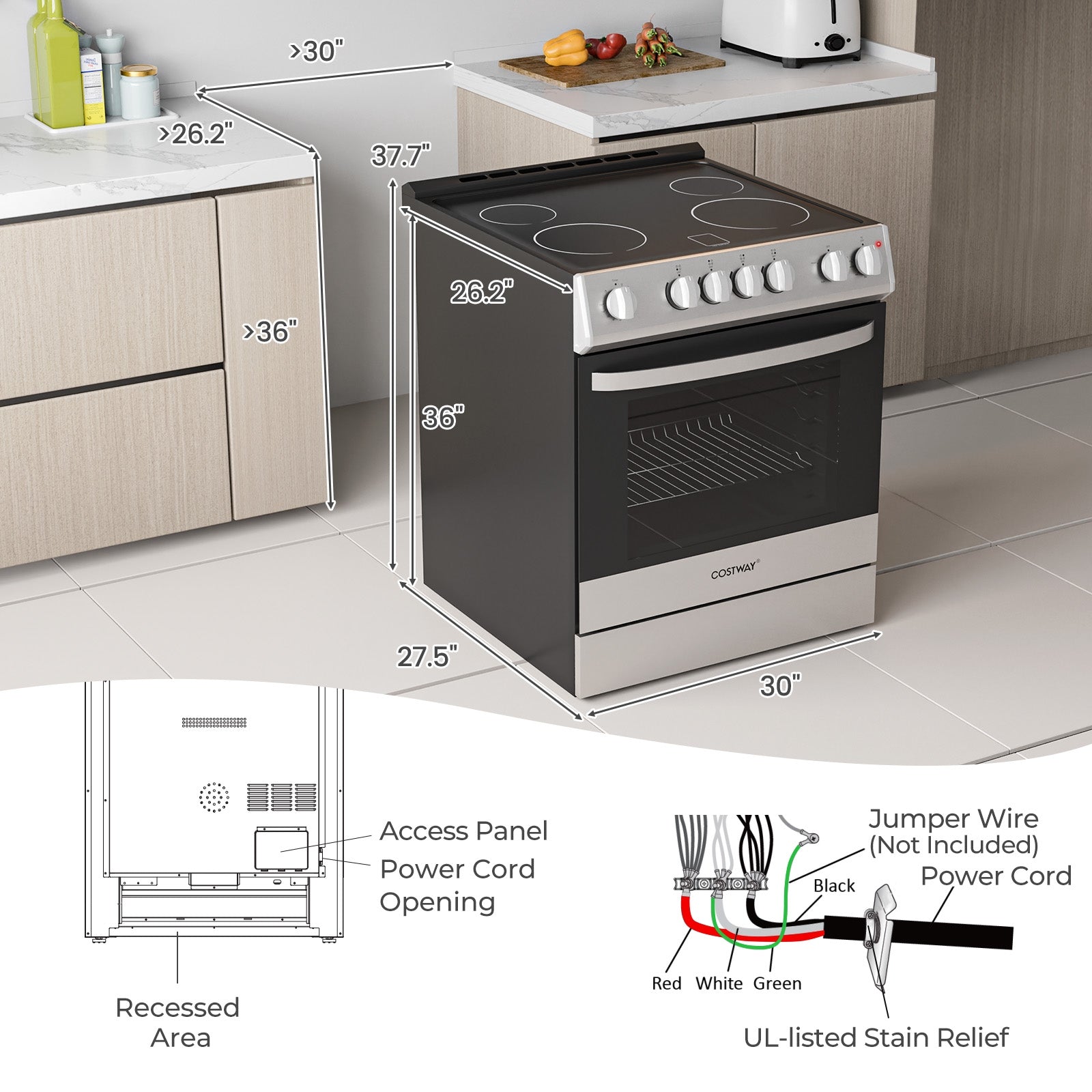 30 Inch Freestanding and Slide-in Kitchen Stove with 4 Burners Ceramic Cooktop, Silver Food Warmers & Burners at Gallery Canada