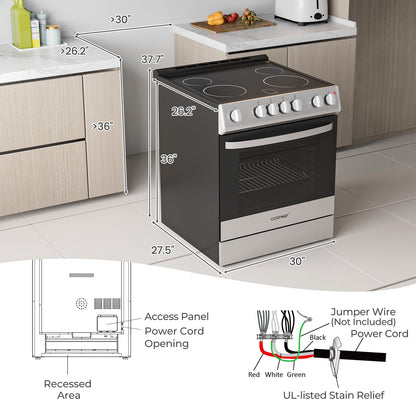 30 Inch Freestanding and Slide-in Kitchen Stove with 4 Burners Ceramic Cooktop, Silver Food Warmers & Burners at Gallery Canada