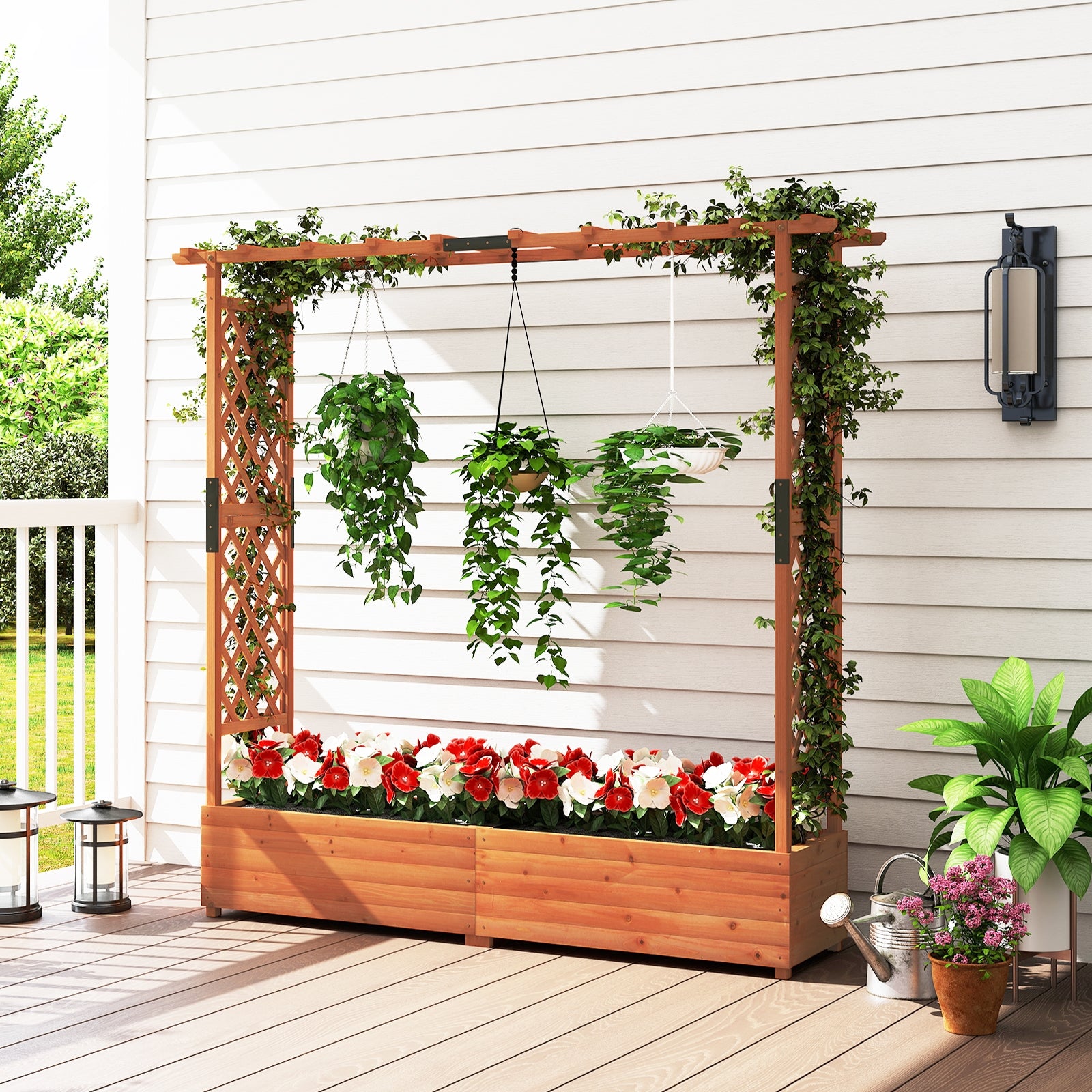 Raised Garden Bed with Arch Trellis and Hanging Roof, Orange Raised Garden Beds at Gallery Canada
