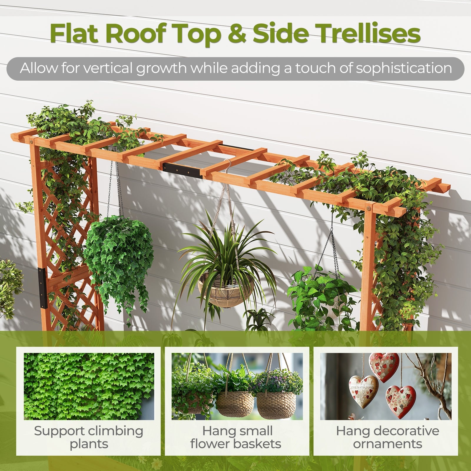 Raised Garden Bed with Arch Trellis and Hanging Roof, Orange Raised Garden Beds at Gallery Canada