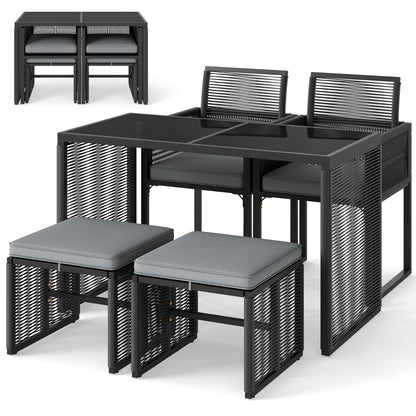 5 Pieces Outdoor Conversation Set with Removable Cushions for Backyard Porch, Gray Patio Conversation Sets at Gallery Canada