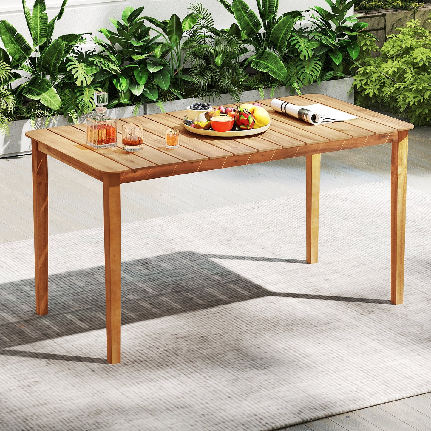 Rectangular Outdoor Dining Table Acacia Wood for 4-6 People, Natural Patio Dining Tables at Gallery Canada