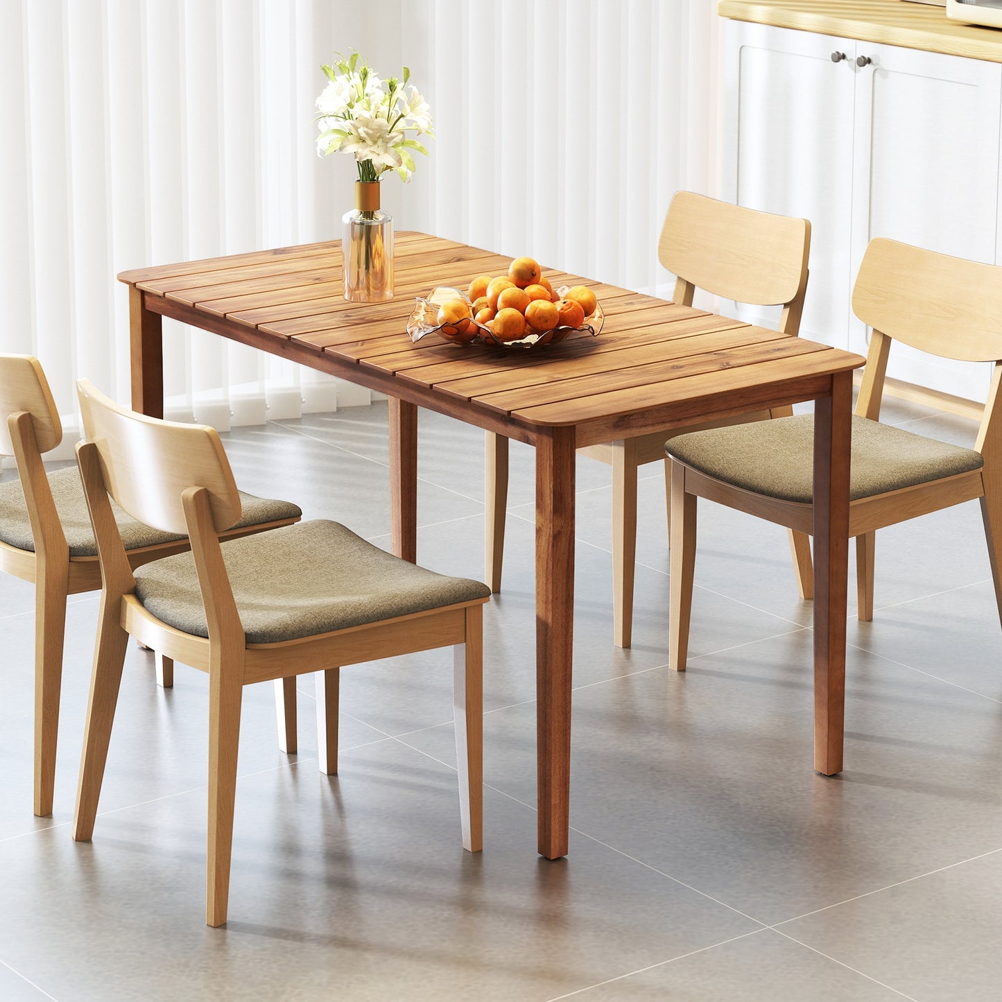 Rectangular Outdoor Dining Table Acacia Wood for 4-6 People, Natural Patio Dining Tables at Gallery Canada