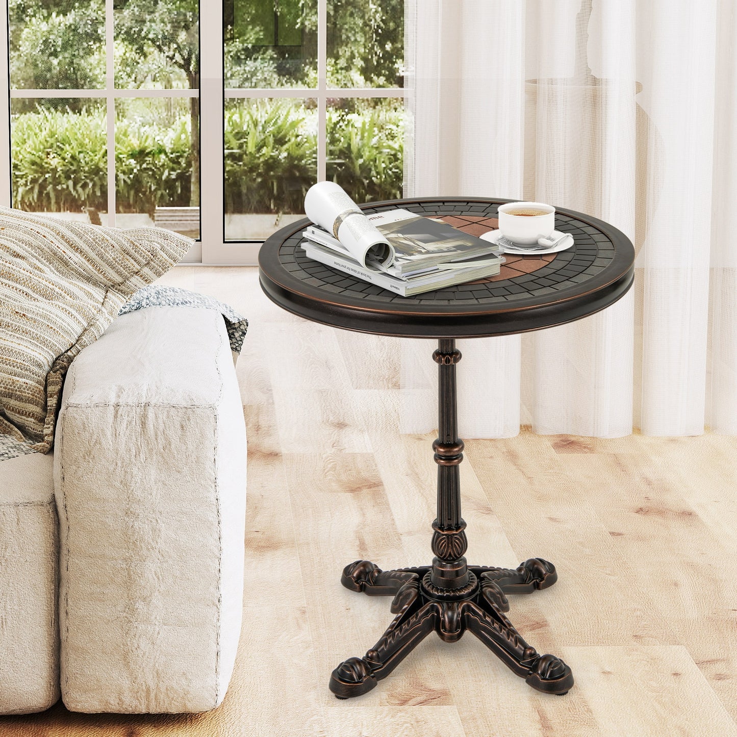 24" Round Patio Dining Table Weather-resistant Cast Aluminum Table, Bronze Patio Dining Tables at Gallery Canada