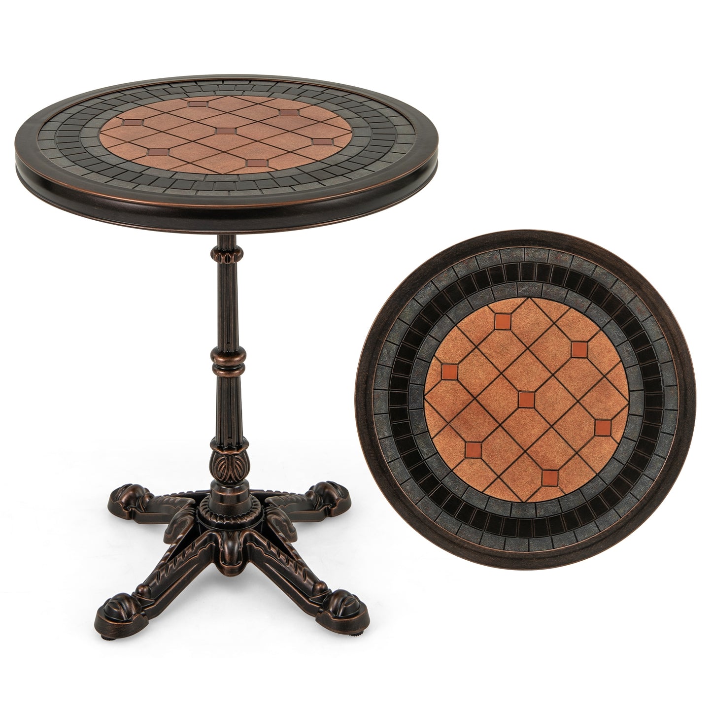 24" Round Patio Dining Table Weather-resistant Cast Aluminum Table, Bronze Patio Dining Tables Bronze at Gallery Canada