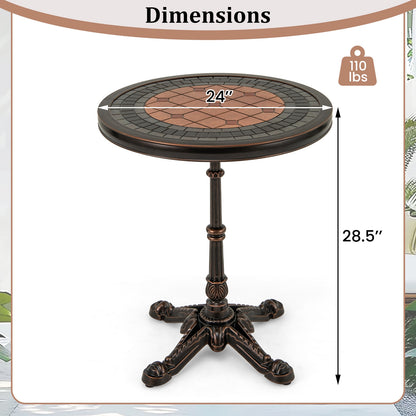 24" Round Patio Dining Table Weather-resistant Cast Aluminum Table, Bronze Patio Dining Tables at Gallery Canada
