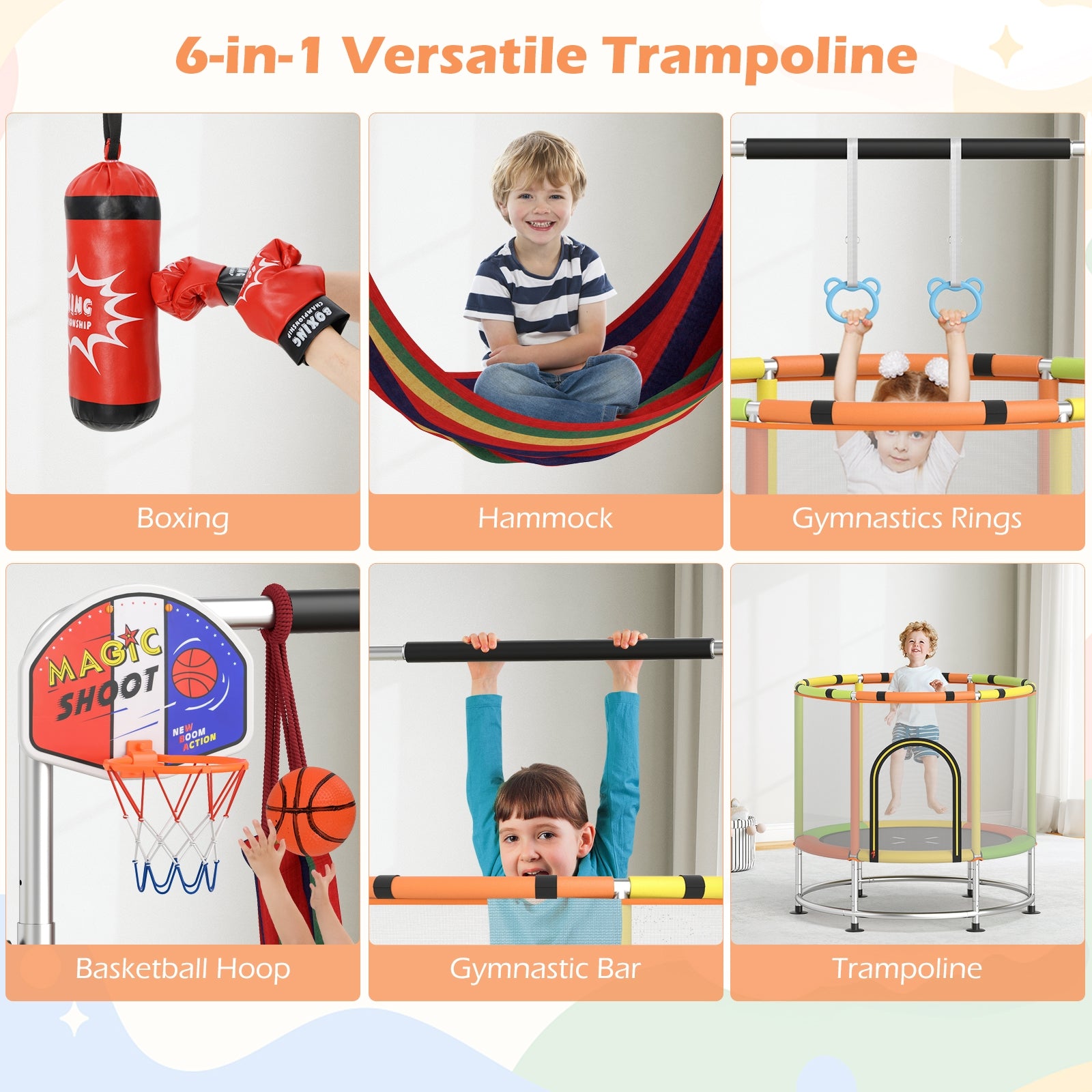 55" Kids Trampoline Gift for for 3-6 Years Old Boys and Girls, Green Trampolines at Gallery Canada