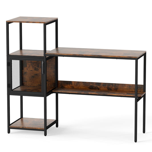Computer Desk With Bookshelf, Storage Cabinet, Shelves, Rustic Brown Computer Desks Rustic Brown at Gallery Canada
