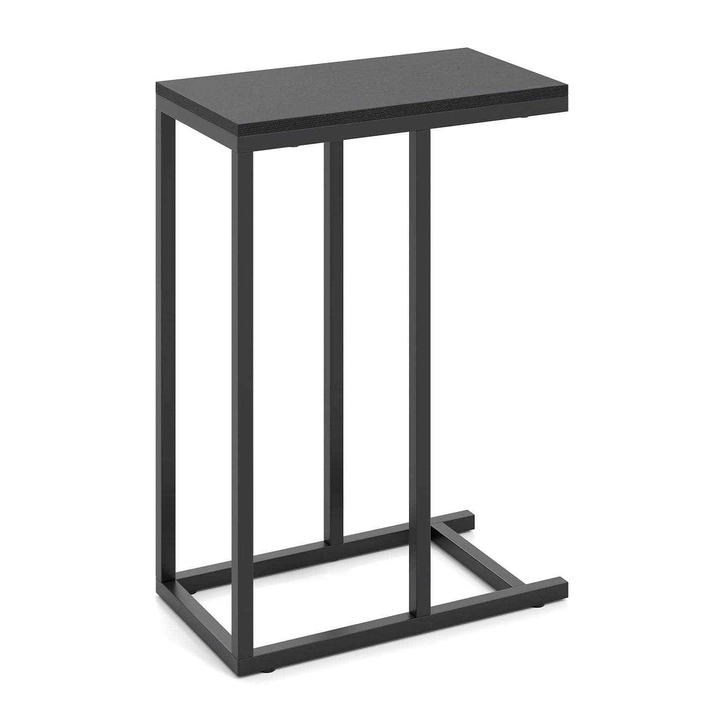 C-Shaped Side Table, Heavy-Duty Metal Frame, Black