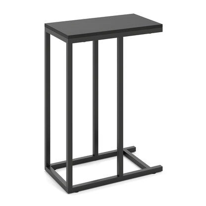 C-Shaped Side Table, Heavy-Duty Metal Frame, Black