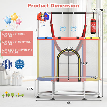 55" Kids Trampoline Gift for for 3-6 Years Old Boys and Girls, Red Trampolines at Gallery Canada