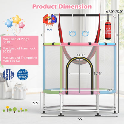 55" Kids Trampoline Gift for for 3-6 Years Old Boys and Girls, Pink Trampolines at Gallery Canada