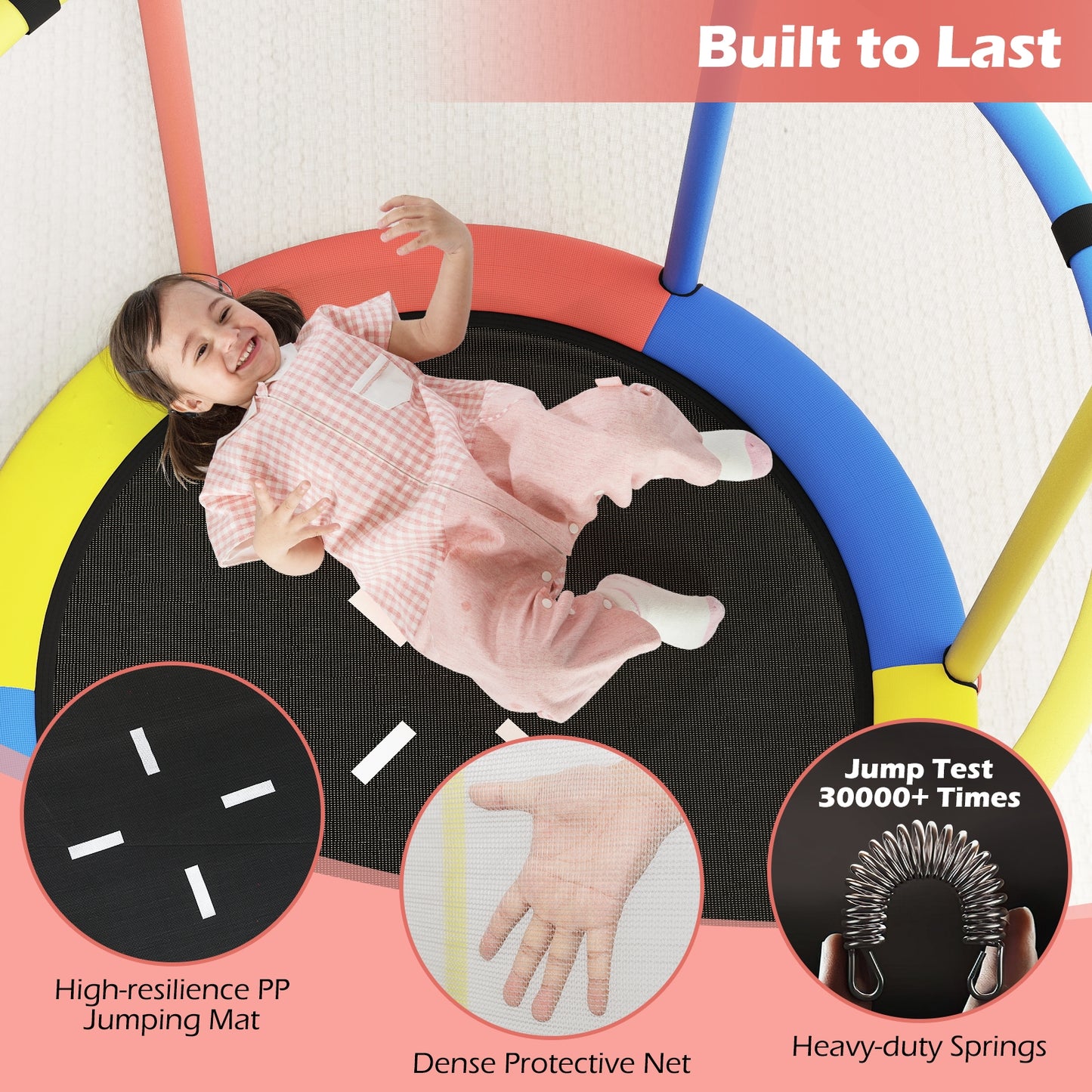 55" Kids Trampoline Gift for for 3-6 Years Old Boys and Girls, Red Trampolines at Gallery Canada