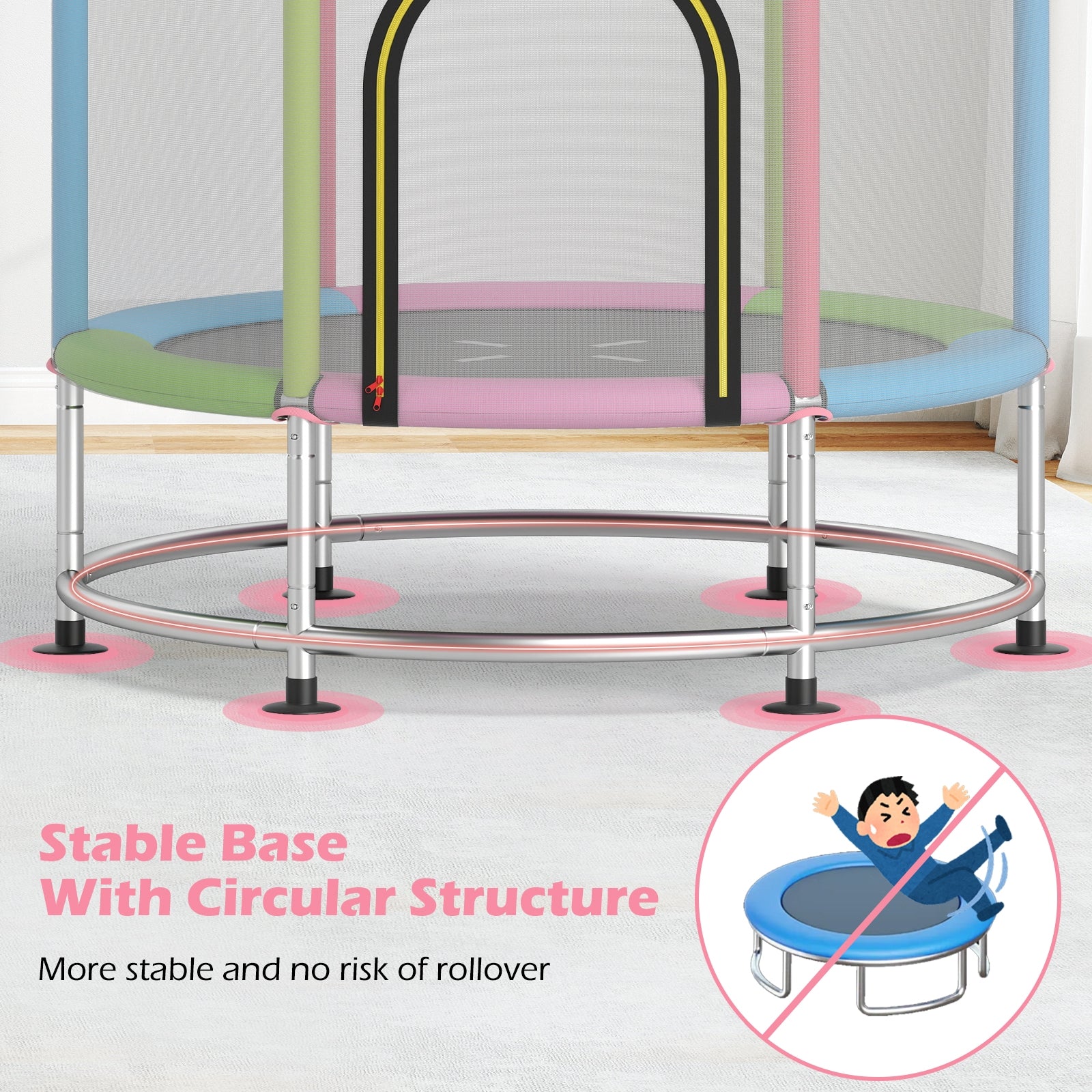 55" Kids Trampoline Gift for for 3-6 Years Old Boys and Girls, Pink Trampolines at Gallery Canada