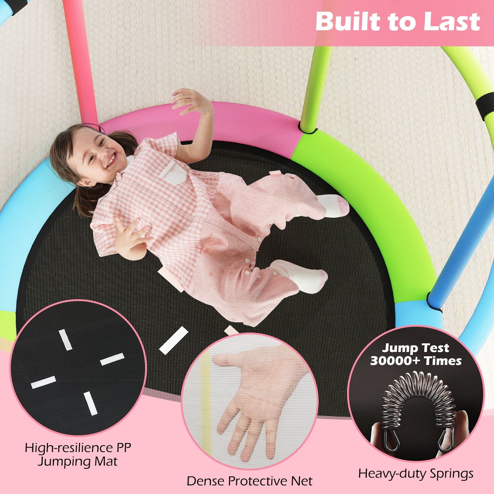 55" Kids Trampoline Gift for for 3-6 Years Old Boys and Girls, Pink Trampolines at Gallery Canada