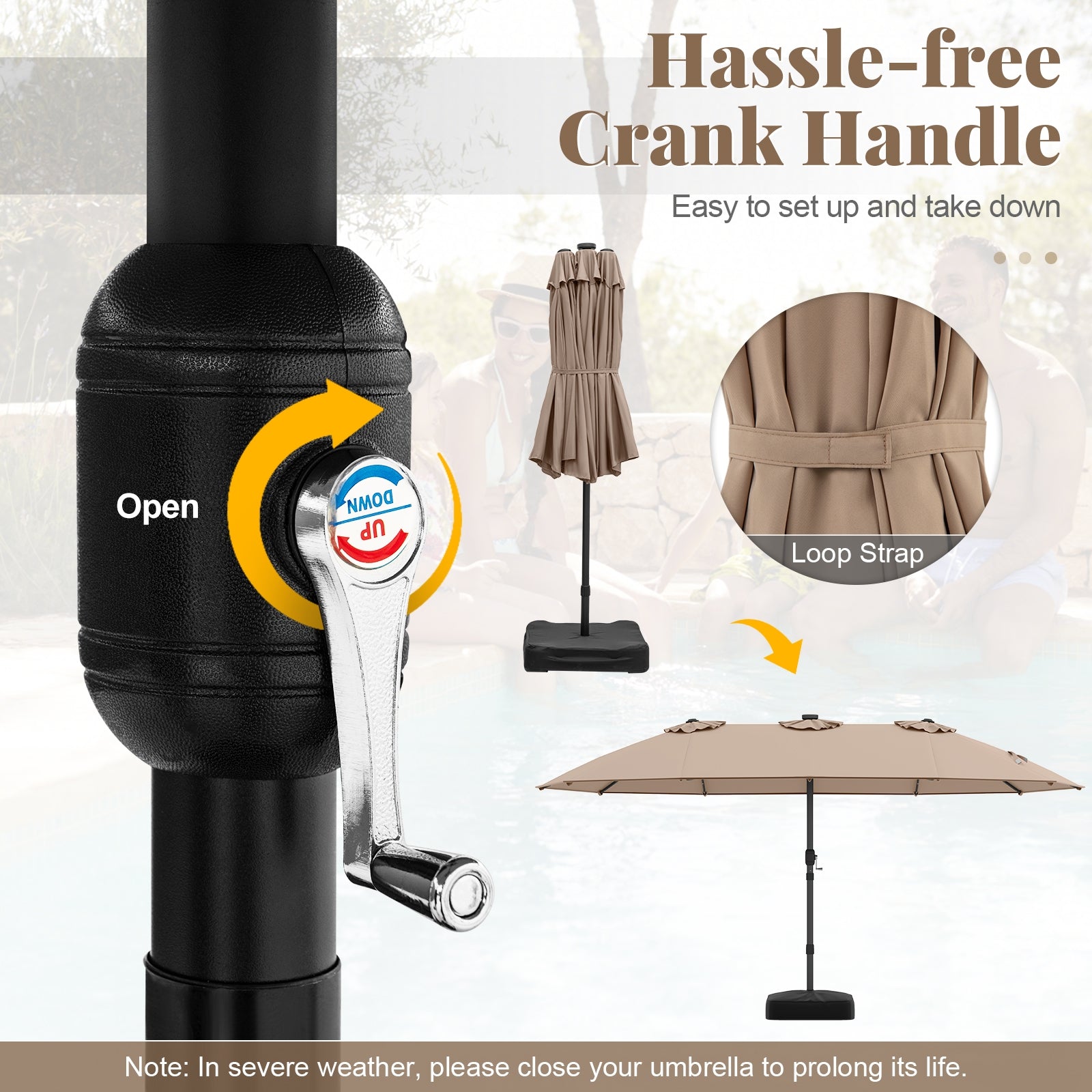 11 Pieces Patio Dining Set with LED Patio Umbrella with Base and Seat Cushions (Beige), Coffee Patio Dining Sets at Gallery Canada