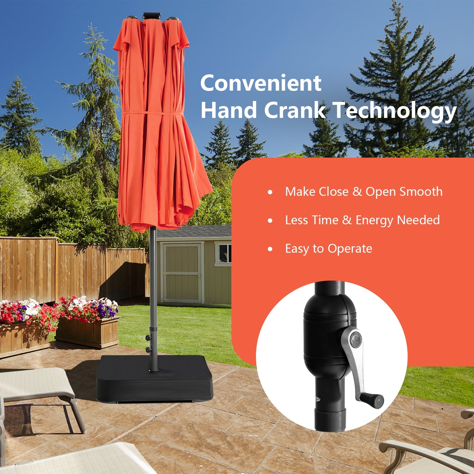 11 Pieces Patio Dining Set with LED Patio Umbrella with Base and Seat Cushions (Beige), Orange Patio Dining Sets at Gallery Canada