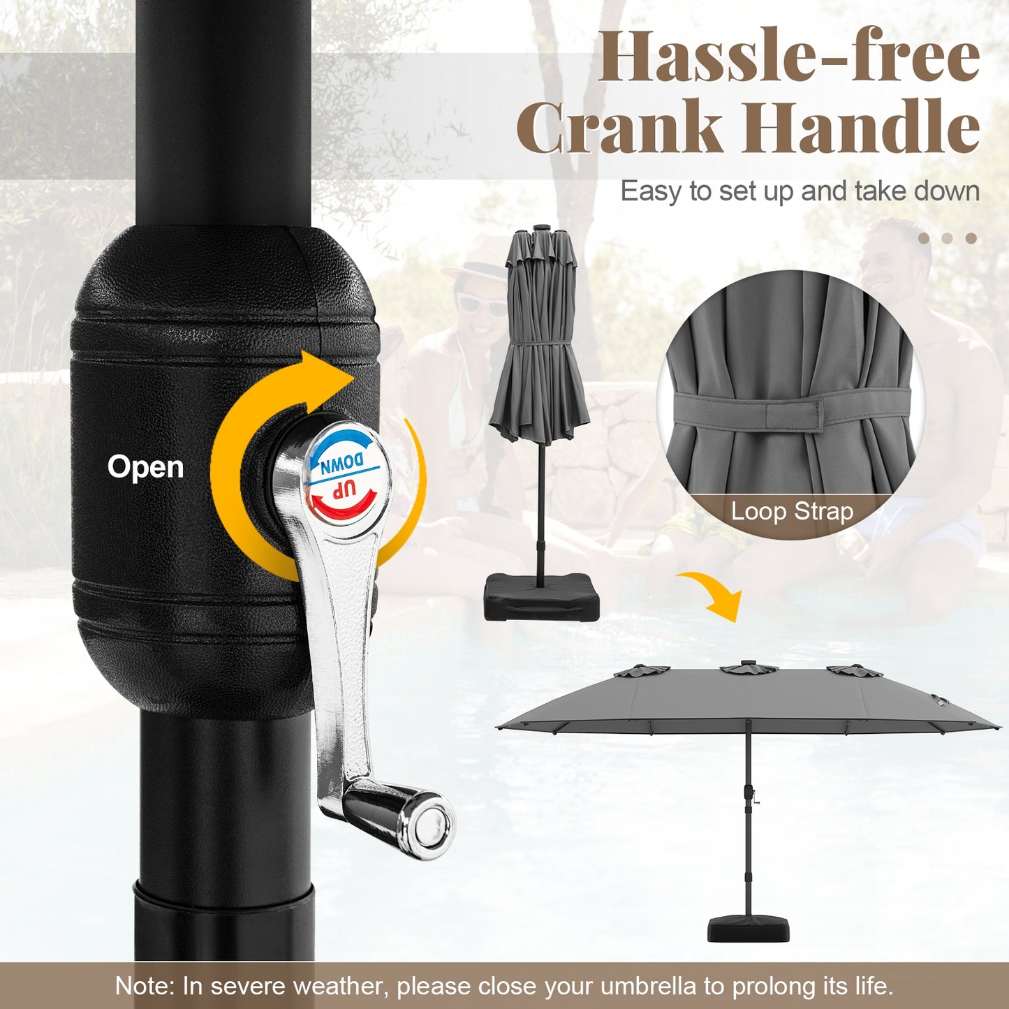 11 Pieces Patio Dining Set with LED Patio Umbrella with Base and Seat Cushions (Beige), Gray Patio Dining Sets at Gallery Canada