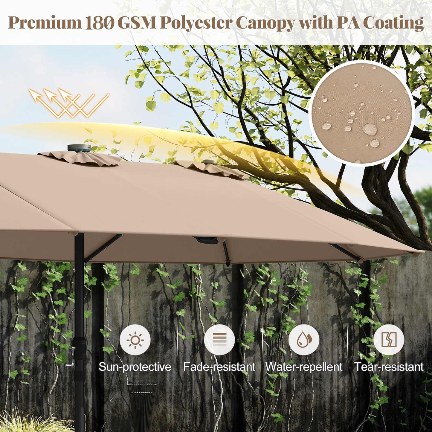 11 Piece Patio Dining Set With LED Umbrella, Coffee, Navy Patio Dining Sets at Gallery Canada