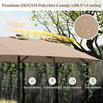 11 Piece Patio Dining Set With LED Umbrella, Coffee, Navy Patio Dining Sets at Gallery Canada