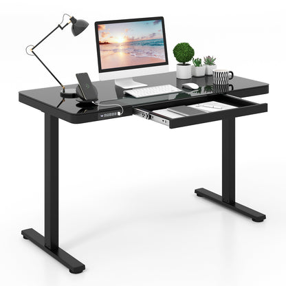 48-Inch Height Adjustable Electric Standing Desk with Drawer, Black Standing Desks at Gallery Canada