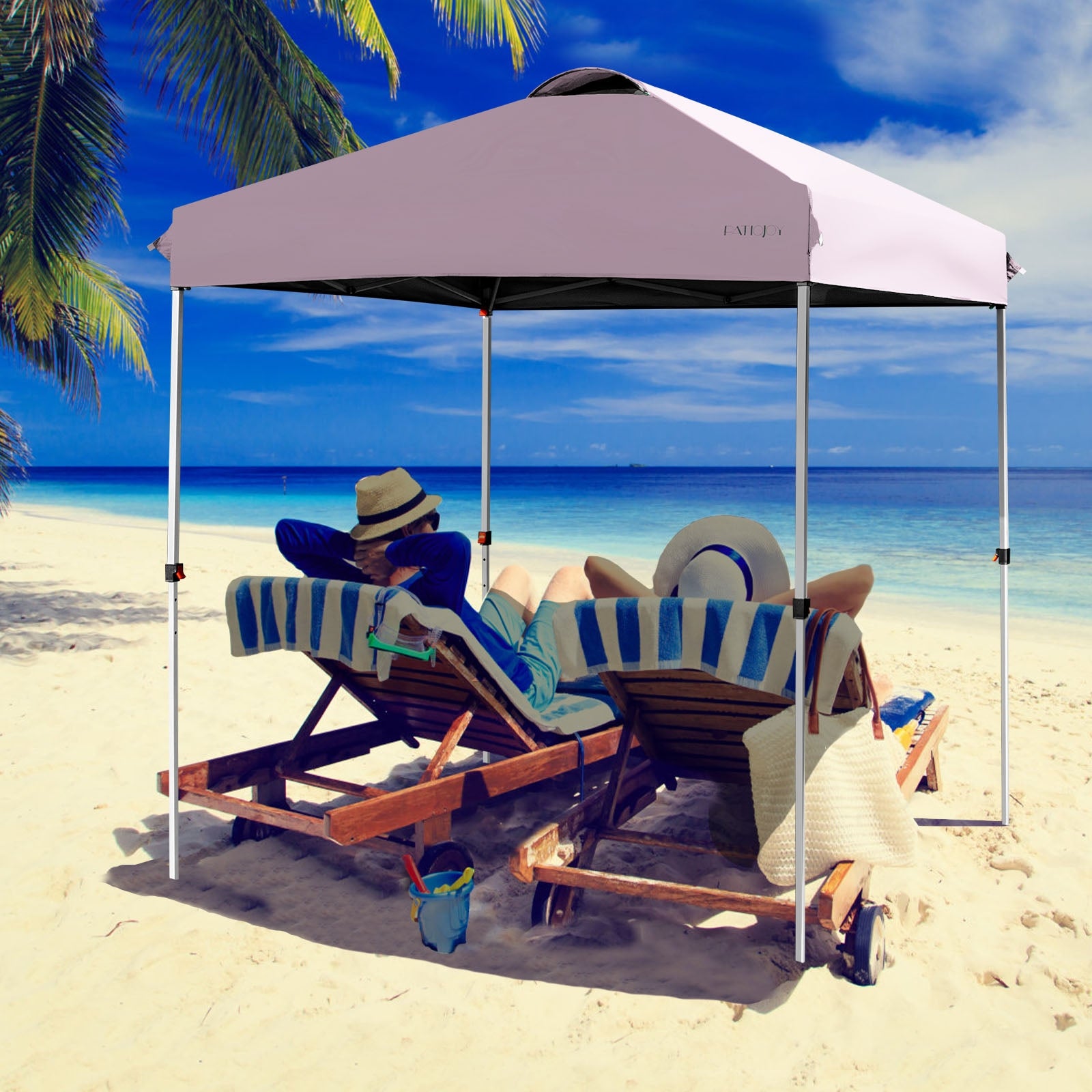 6.6 x 6.6 Feet Outdoor Pop-up Canopy Tent with Roller Bag, Pink Canopies at Gallery Canada