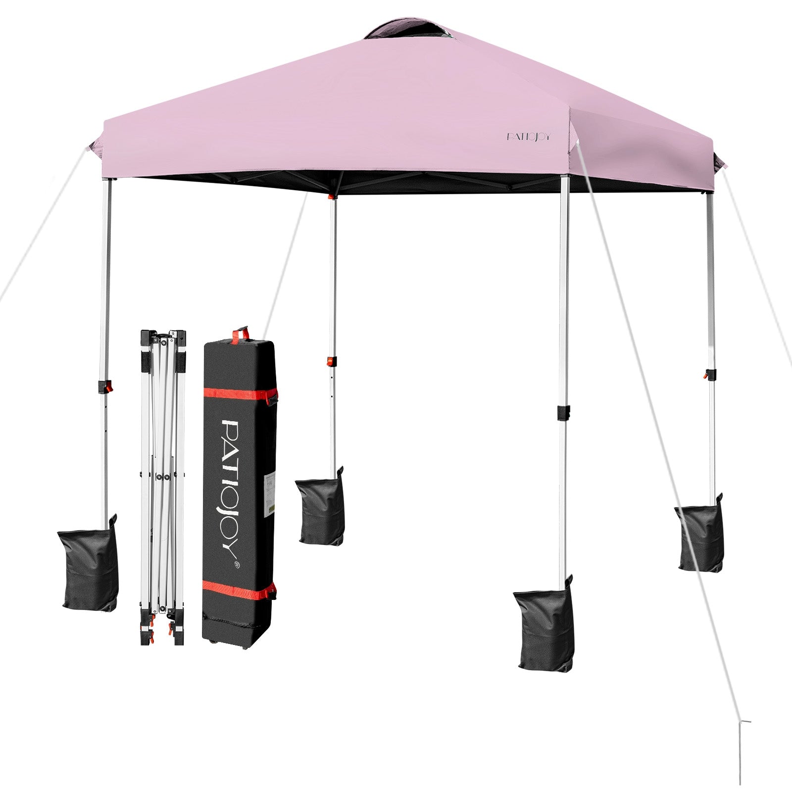 6.6 x 6.6 Feet Outdoor Pop-up Canopy Tent with Roller Bag, Pink Canopies at Gallery Canada