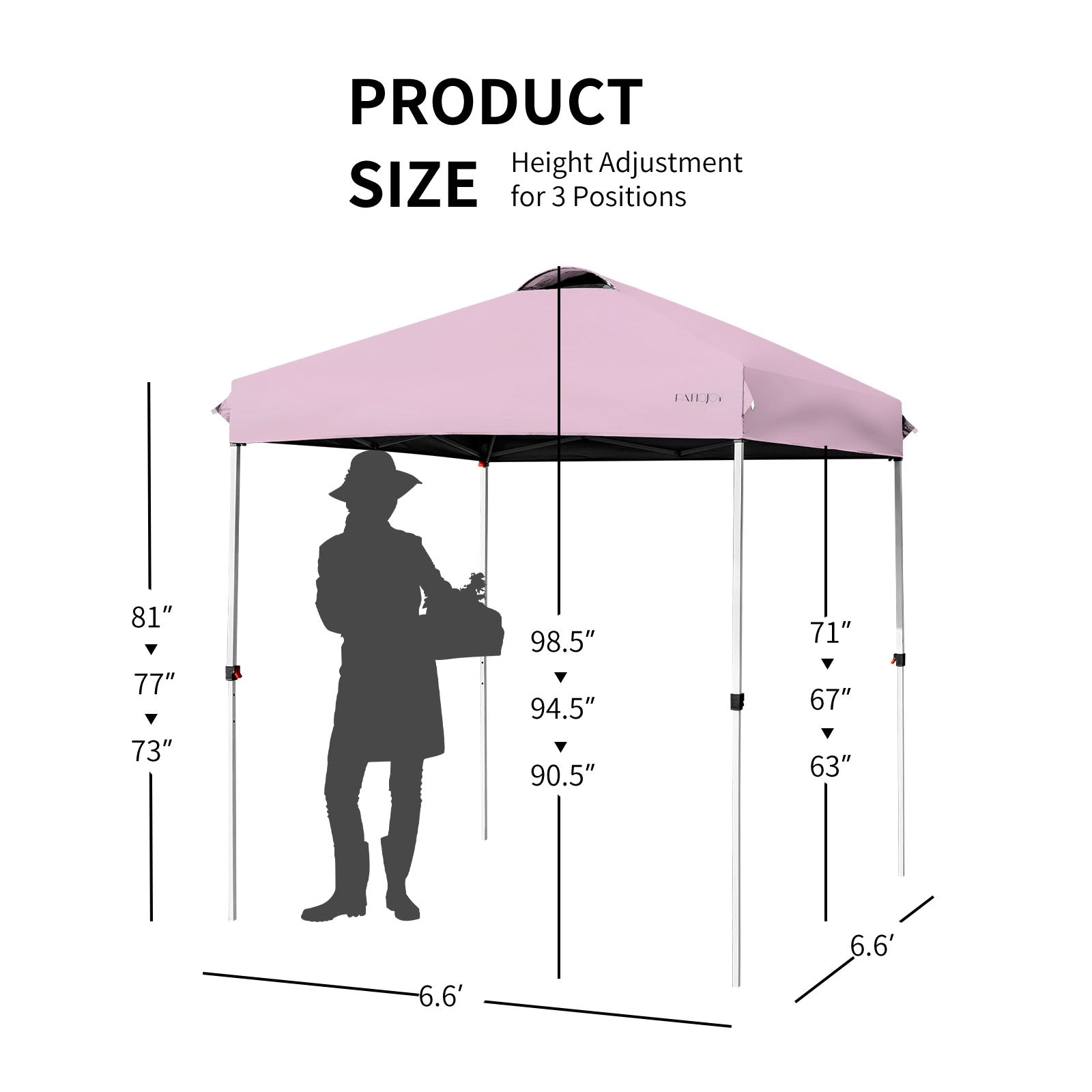 6.6 x 6.6 Feet Outdoor Pop-up Canopy Tent with Roller Bag, Pink Canopies at Gallery Canada