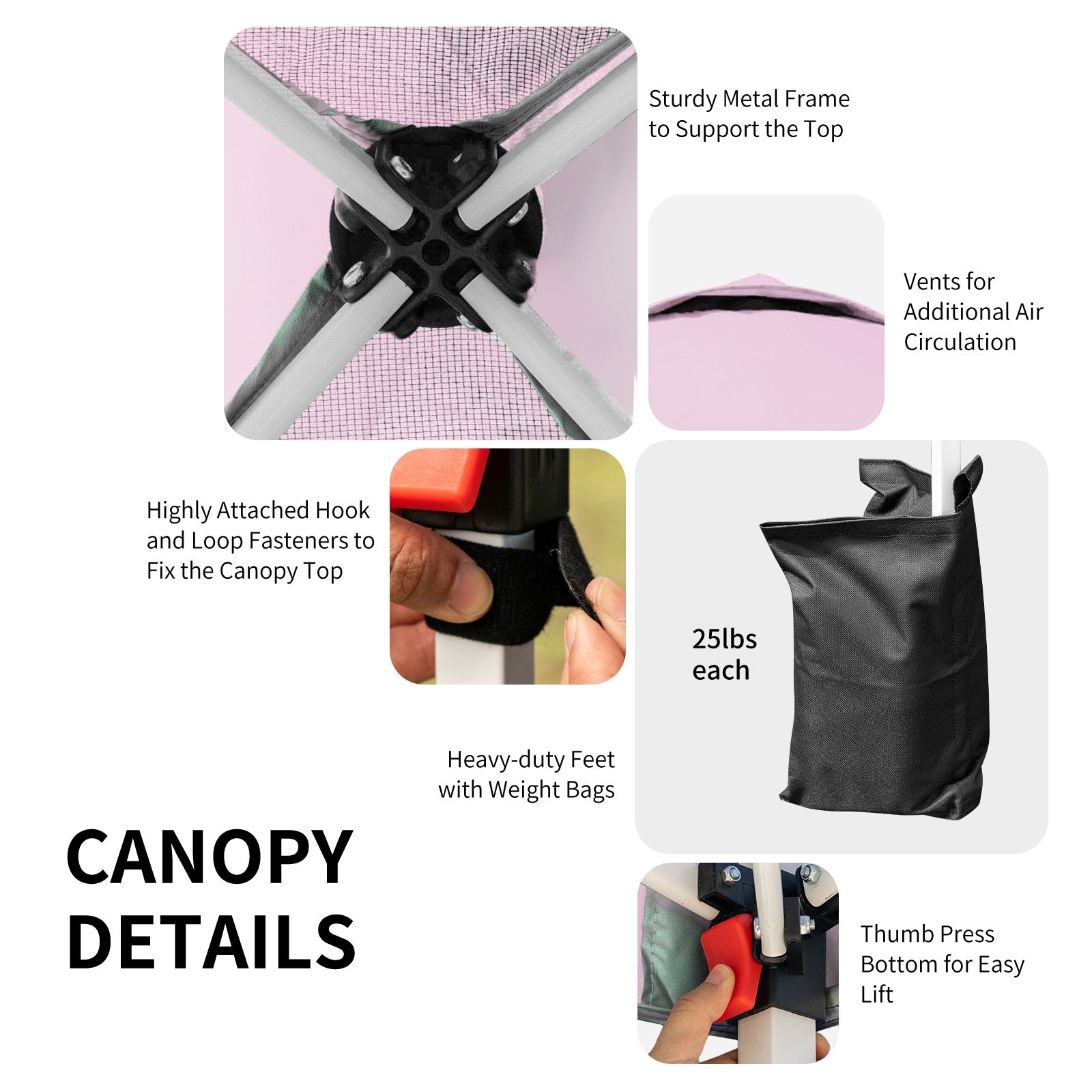 6.6 x 6.6 Feet Outdoor Pop-up Canopy Tent with Roller Bag, Pink Canopies at Gallery Canada