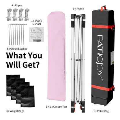6.6 x 6.6 Feet Outdoor Pop-up Canopy Tent with Roller Bag, Pink Canopies at Gallery Canada
