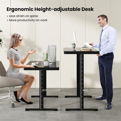 48-Inch Height Adjustable Electric Standing Desk with Drawer, Black Standing Desks at Gallery Canada