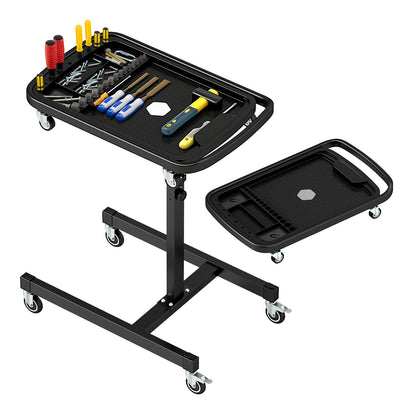 2-in-1 Rolling Tool Tray Height Adjustable Work Table with Detachable Part Tray, Black Outdoor Benches at Gallery Canada