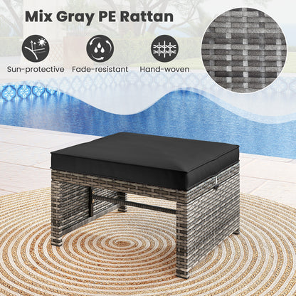 Patio PE Rattan Ottomans, 2 Pieces, Soft Zippered Cushions, Black Outdoor Seating & Patio Chairs at Gallery Canada