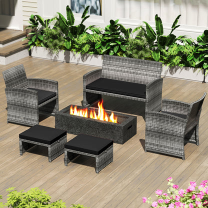 Patio PE Rattan Ottomans, 2 Pieces, Soft Zippered Cushions, Black Outdoor Seating & Patio Chairs at Gallery Canada