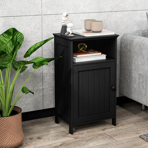 Bathroom Freestanding Floor Storage Cabinet with Adjustable Shelf, Black